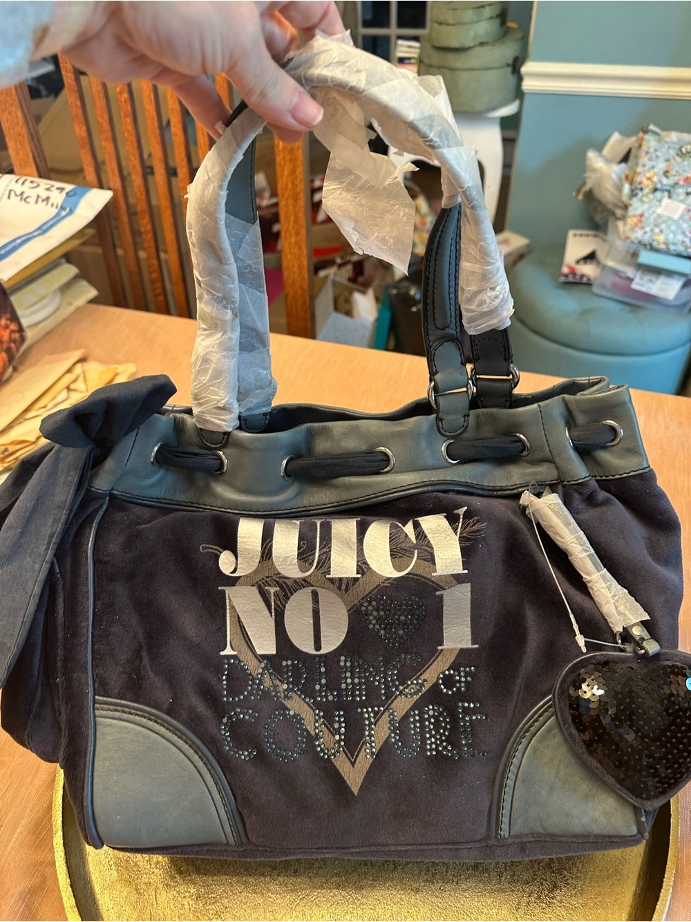 Juicy Couture Navy Blue Juicy No.1 vintage Tote daydreamer purse nwt rare